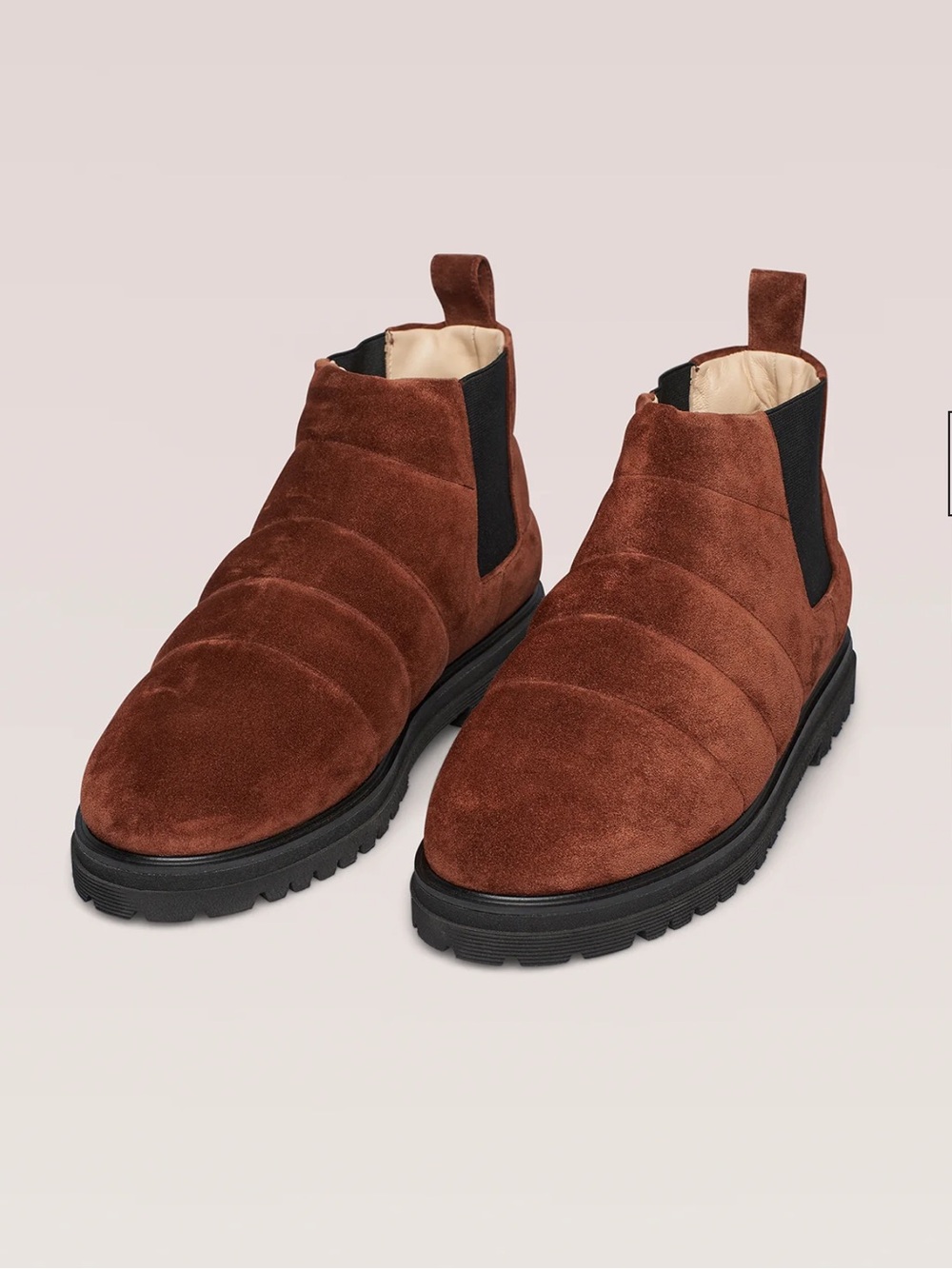 Nanushka Bede Cinnamon Suede Rounded Toe Padded Boots